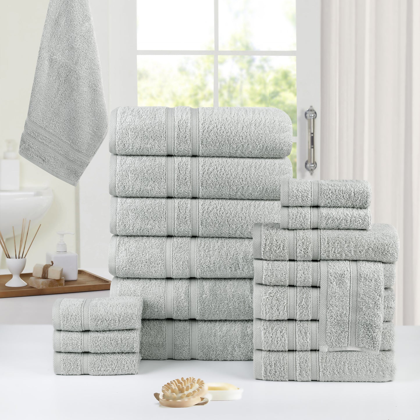 18 Piece Zero Twist Egyptian Cotton Towel Set