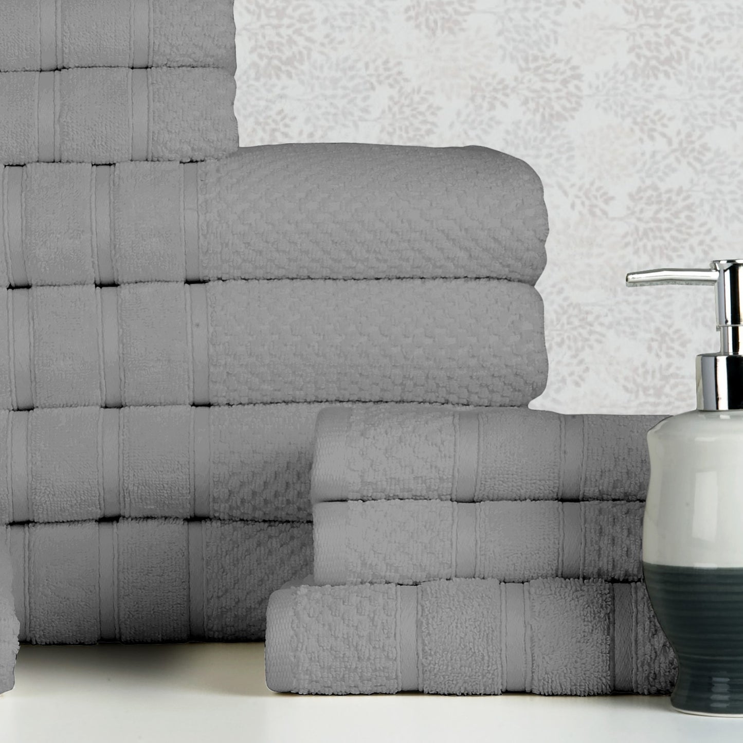 18 Piece 100% Egyptian Cotton Towel Set - Luxurious, Super Absorbent, Made in India - Includes Oversized 6 Bath towels, 6 hand towels, 6 washcloths