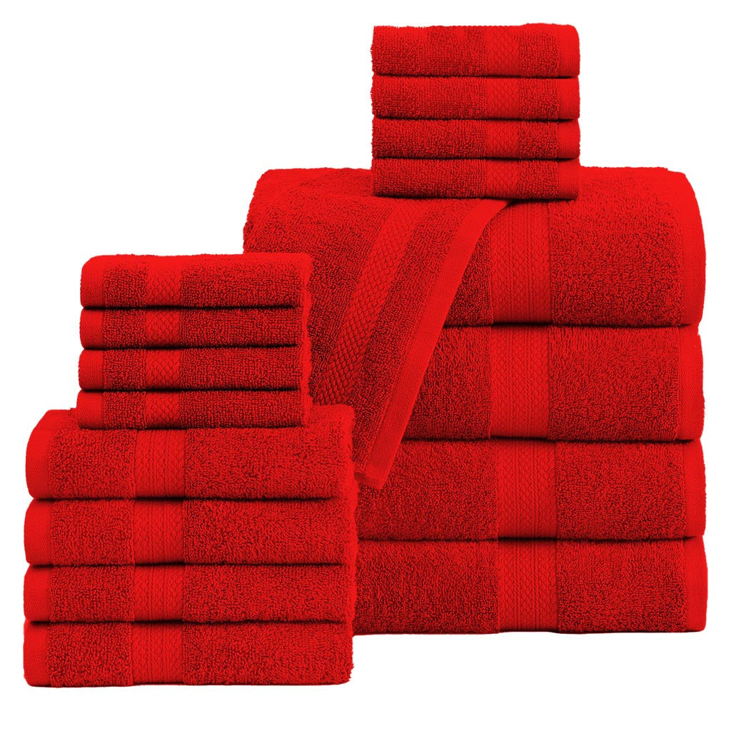 16 Piece Bath Towel Set, Red Towels, Luxury Cotton Towels, Soft & Skincare High Absorbent & Quick Drying, Ideal for Bathroom, Spa, Pool, Salons, Red C