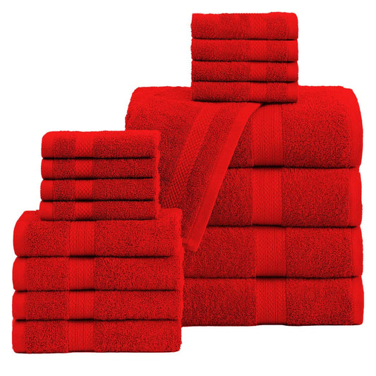 16 Piece Bath Towel Set, Red Towels, Luxury Cotton Towels, Soft & Skincare High Absorbent & Quick Drying, Ideal for Bathroom, Spa, Pool, Salons, Red C
