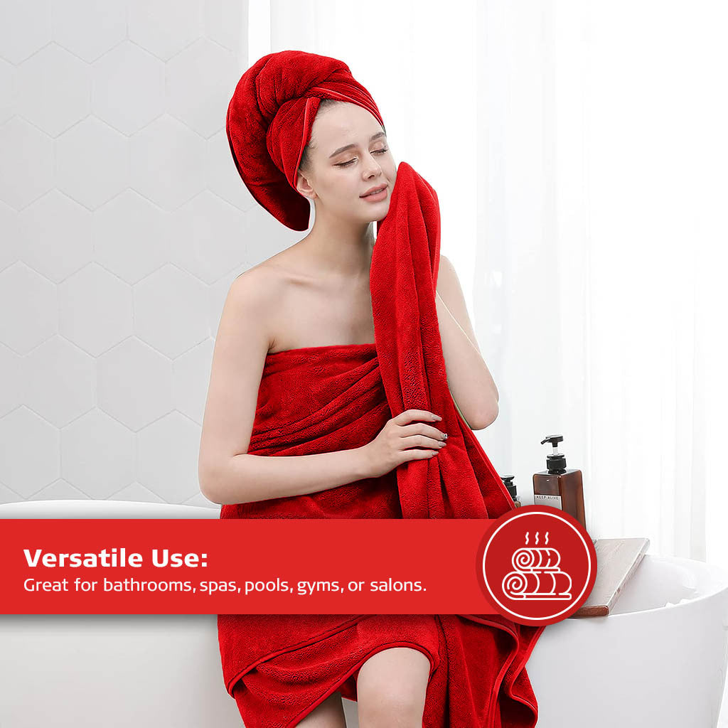 16 Piece Bath Towel Set, Red Towels, Luxury Cotton Towels, Soft & Skincare High Absorbent & Quick Drying, Ideal for Bathroom, Spa, Pool, Salons, Red C