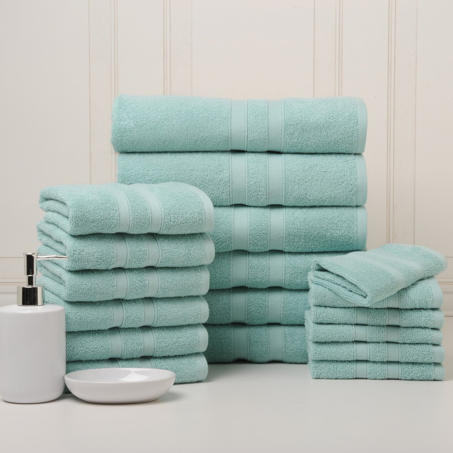 18 Piece 100% Egyptian Cotton Towel Set - Luxurious, Super Absorbent, Made in India - Includes Oversized 6 Bath towels, 6 hand towels, 6 washcloths