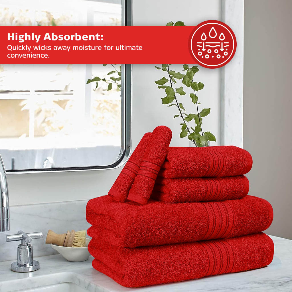 16 Piece Bath Towel Set, Red Towels, Luxury Cotton Towels, Soft & Skincare High Absorbent & Quick Drying, Ideal for Bathroom, Spa, Pool, Salons, Red C