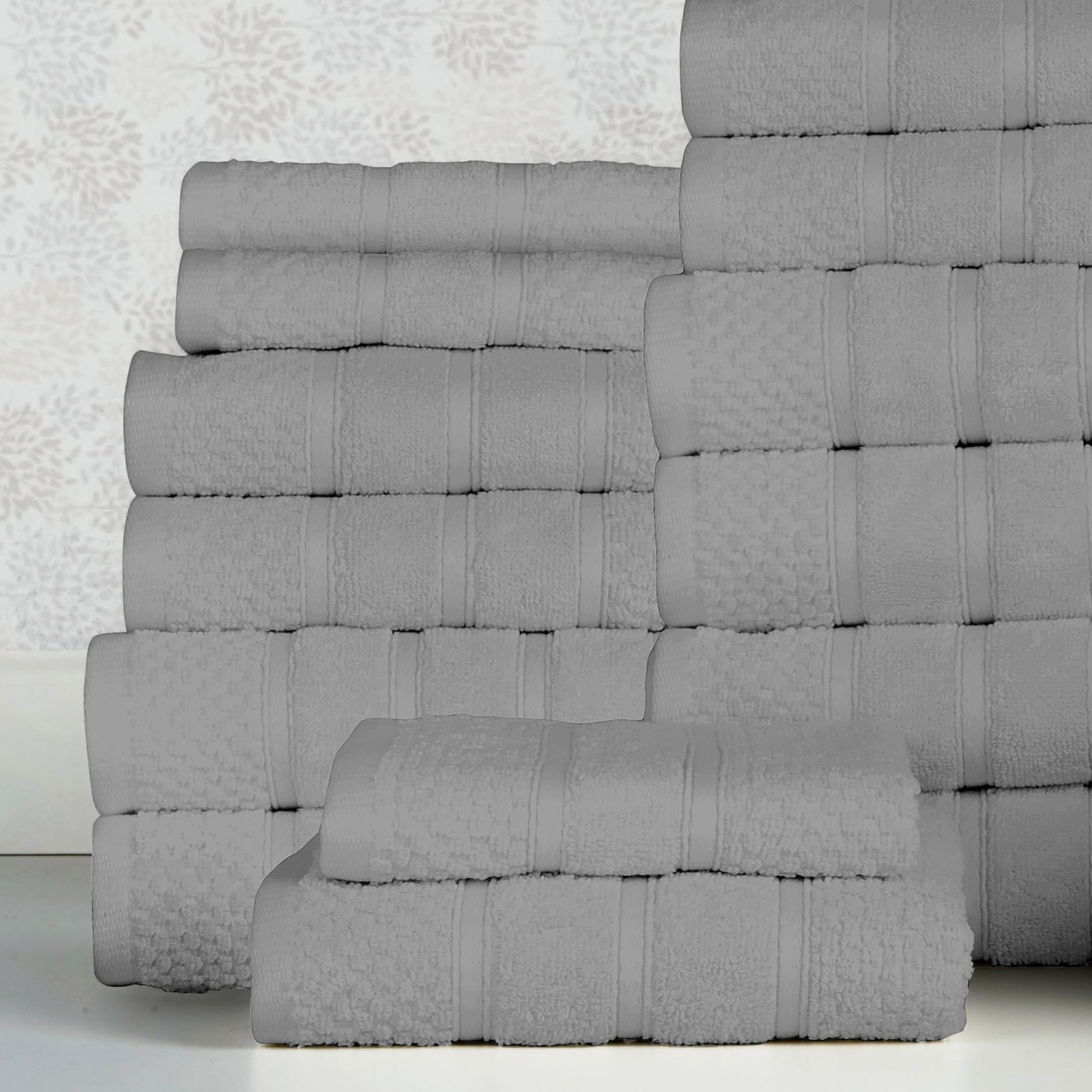 18 Piece 100% Egyptian Cotton Towel Set - Luxurious, Super Absorbent, Made in India - Includes Oversized 6 Bath towels, 6 hand towels, 6 washcloths
