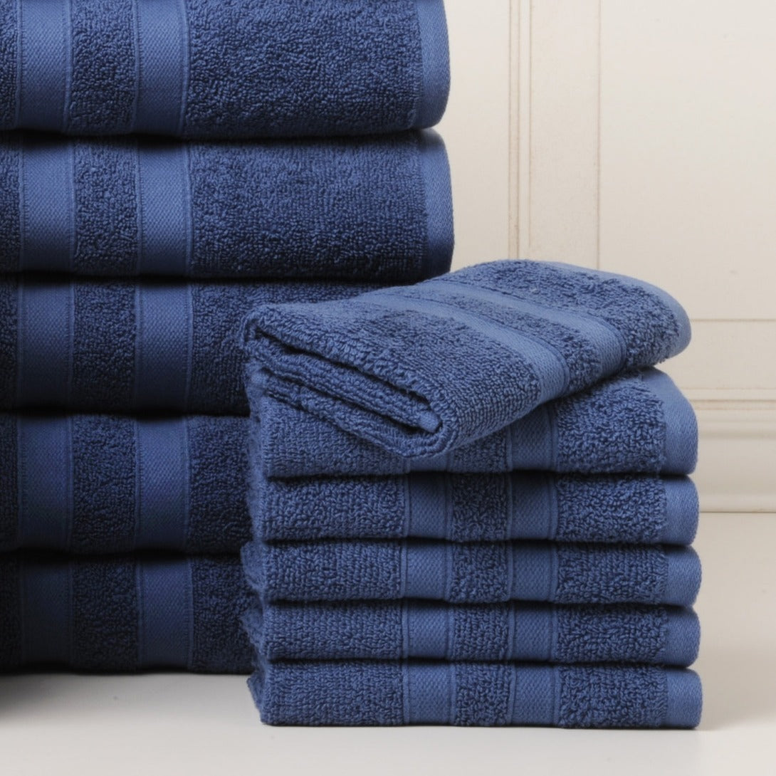 18 Piece 100% Egyptian Cotton Towel Set - Luxurious, Super Absorbent, Made in India - Includes Oversized 6 Bath towels, 6 hand towels, 6 washcloths