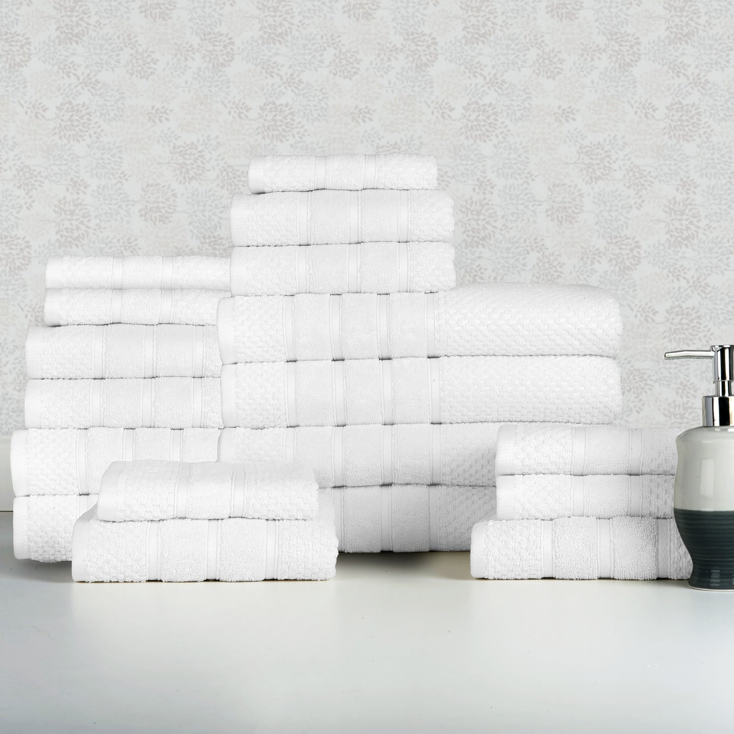 18 Piece 100% Egyptian Cotton Towel Set - Luxurious, Super Absorbent, Made in India - Includes Oversized 6 Bath towels, 6 hand towels, 6 washcloths