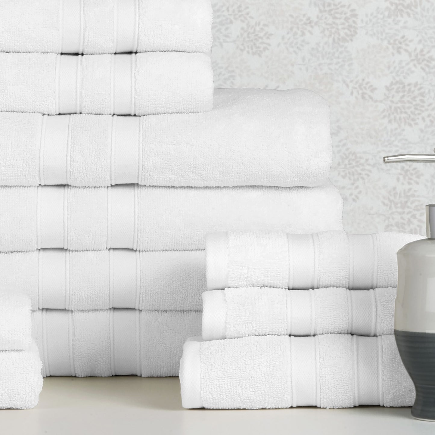 18 Piece 100% Egyptian Cotton Towel Set - Luxurious, Super Absorbent, Made in India - Includes Oversized 6 Bath towels, 6 hand towels, 6 washcloths