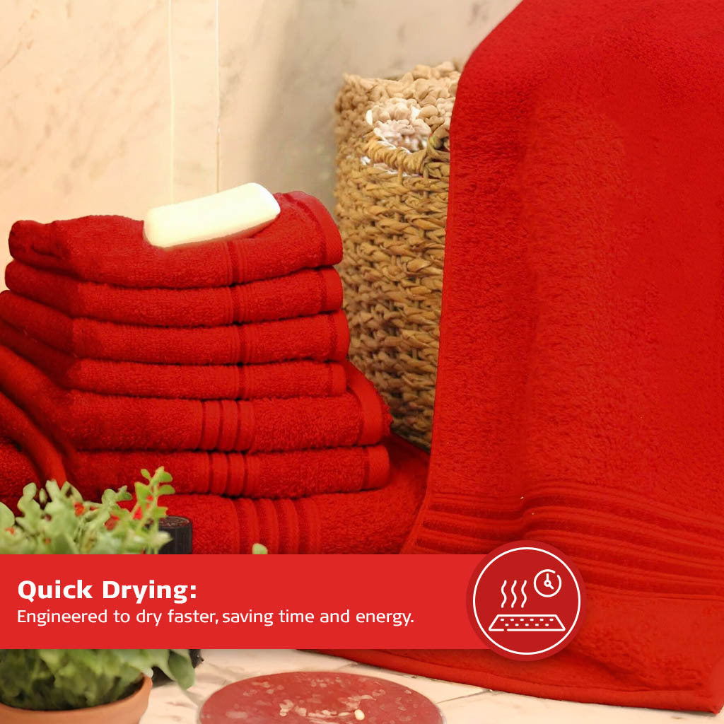 16 Piece Bath Towel Set, Red Towels, Luxury Cotton Towels, Soft & Skincare High Absorbent & Quick Drying, Ideal for Bathroom, Spa, Pool, Salons, Red C