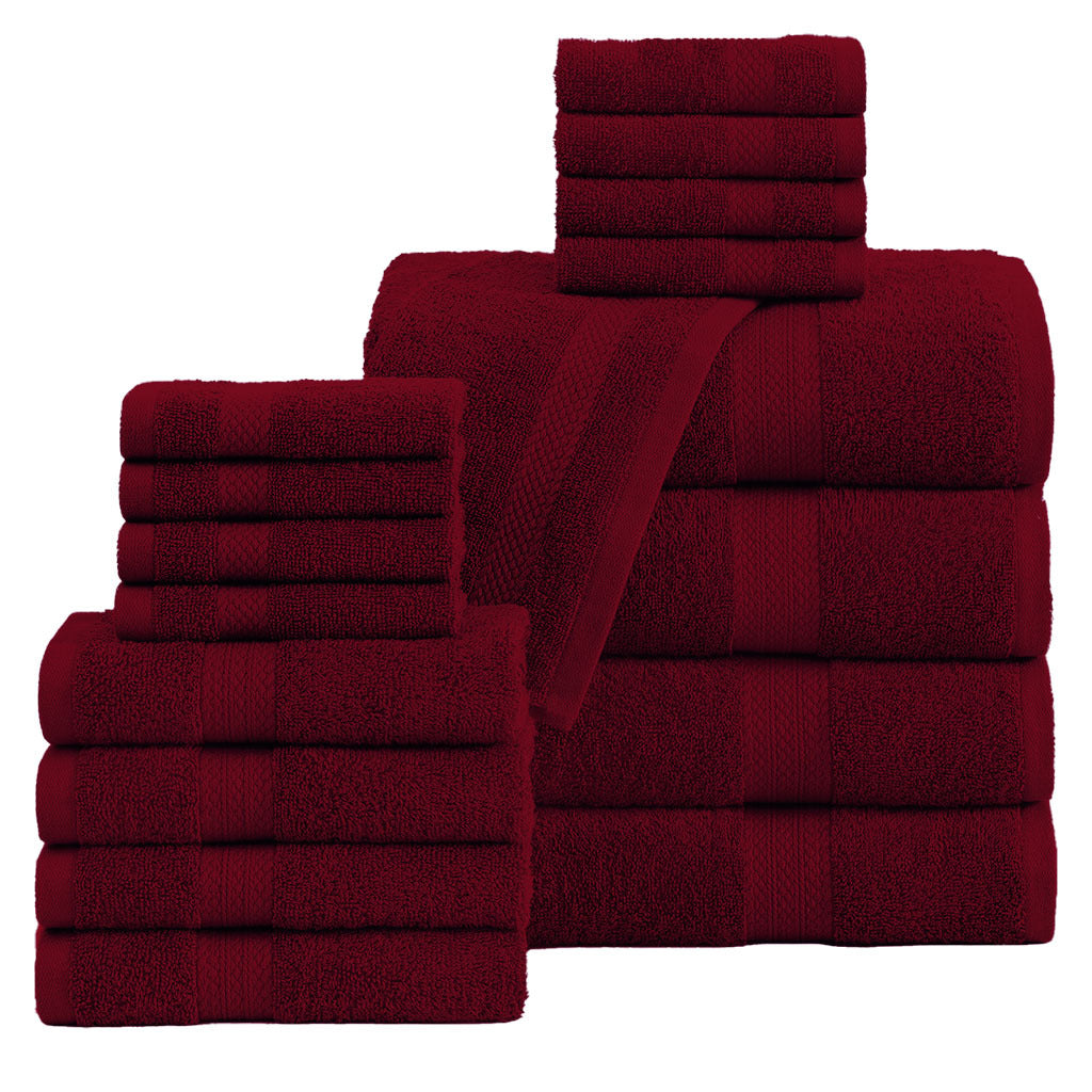 16 Piece Bath Towel Set, Red Towels, Luxury Cotton Towels, Soft & Skincare High Absorbent & Quick Drying, Ideal for Bathroom, Spa, Pool, Salons, Red C
