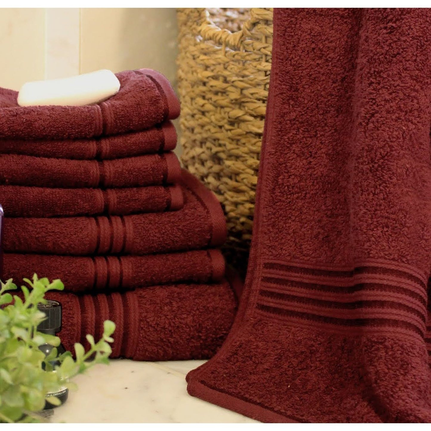 16 Piece Bath Towel Set, Red Towels, Luxury Cotton Towels, Soft & Skincare High Absorbent & Quick Drying, Ideal for Bathroom, Spa, Pool, Salons, Red C