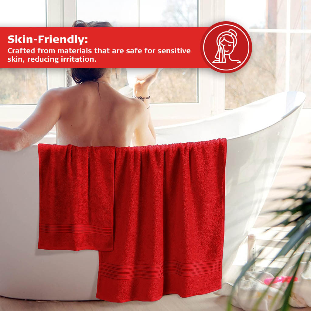 16 Piece Bath Towel Set, Red Towels, Luxury Cotton Towels, Soft & Skincare High Absorbent & Quick Drying, Ideal for Bathroom, Spa, Pool, Salons, Red C