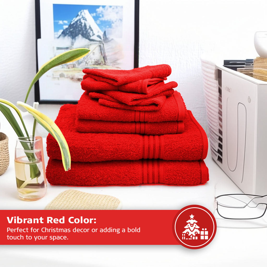 16 Piece Bath Towel Set, Red Towels, Luxury Cotton Towels, Soft & Skincare High Absorbent & Quick Drying, Ideal for Bathroom, Spa, Pool, Salons, Red C