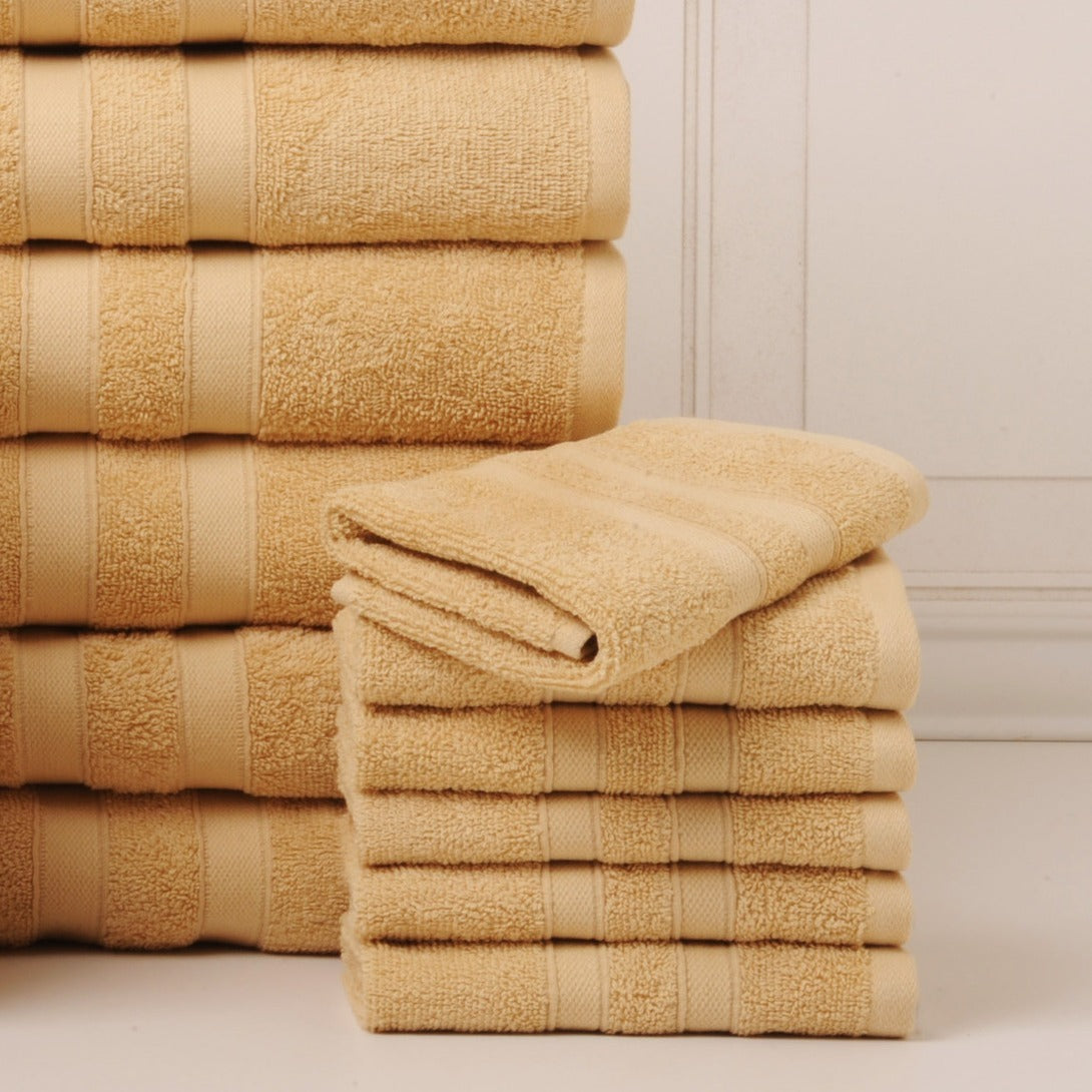 18 Piece 100% Egyptian Cotton Towel Set - Luxurious, Super Absorbent, Made in India - Includes Oversized 6 Bath towels, 6 hand towels, 6 washcloths