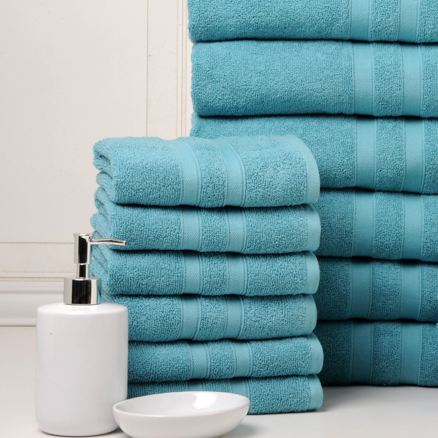 18 Piece 100% Egyptian Cotton Towel Set - Luxurious, Super Absorbent, Made in India - Includes Oversized 6 Bath towels, 6 hand towels, 6 washcloths