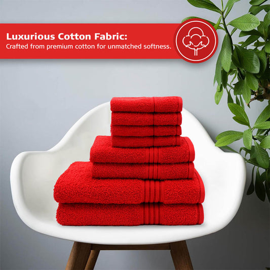 16 Piece Bath Towel Set, Red Towels, Luxury Cotton Towels, Soft & Skincare High Absorbent & Quick Drying, Ideal for Bathroom, Spa, Pool, Salons, Red C