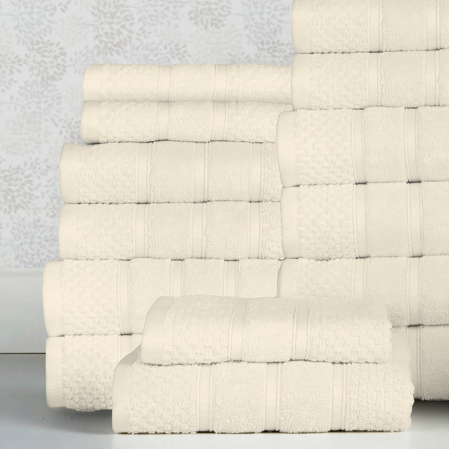 18 Piece 100% Egyptian Cotton Towel Set - Luxurious, Super Absorbent, Made in India - Includes Oversized 6 Bath towels, 6 hand towels, 6 washcloths