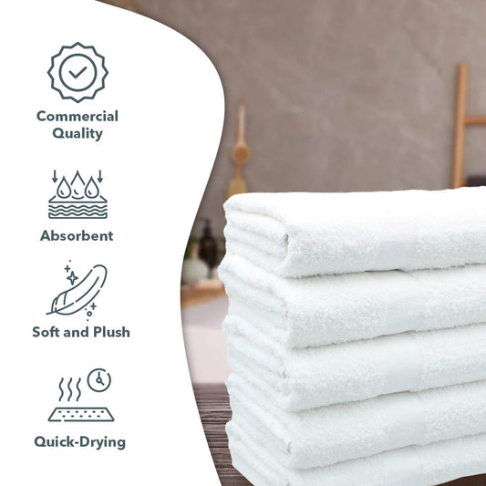 12-Pack Bath Towels for Bathroom, Durable Guest Towels for Hotels, Spa, Restaurants, and Hospitals Size 24x48 - Economical Pack of 12