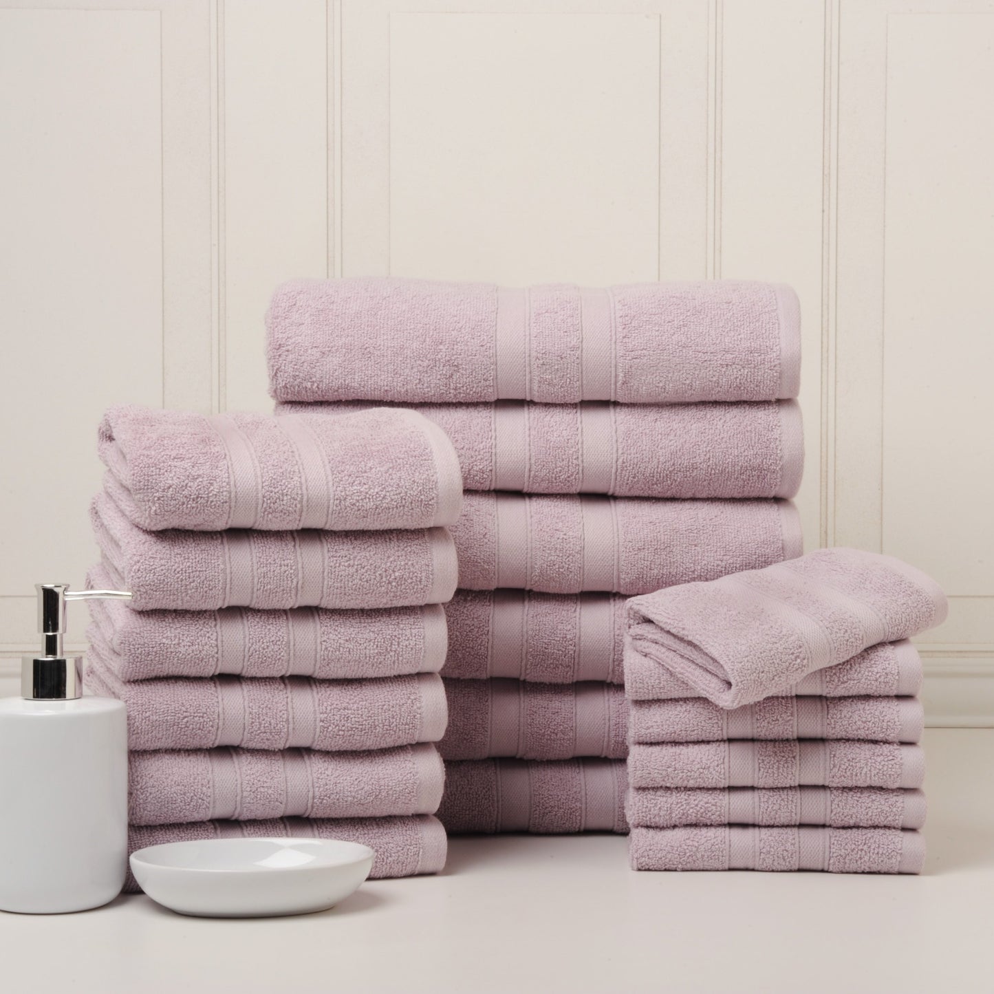 18 Piece 100% Egyptian Cotton Towel Set - Luxurious, Super Absorbent, Made in India - Includes Oversized 6 Bath towels, 6 hand towels, 6 washcloths
